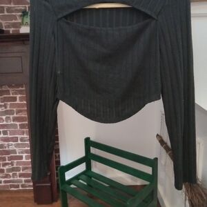 SHEIN Black Ribbed Knit Top